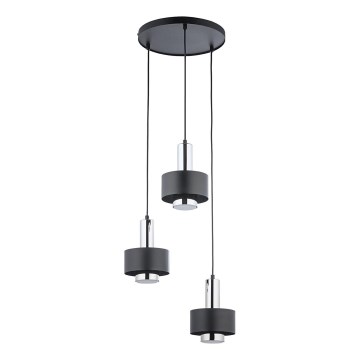 Żyrandol na lince RIF LUX 3xGX53/12W/230V śr. 38 cm czarny/chrom błyszczący