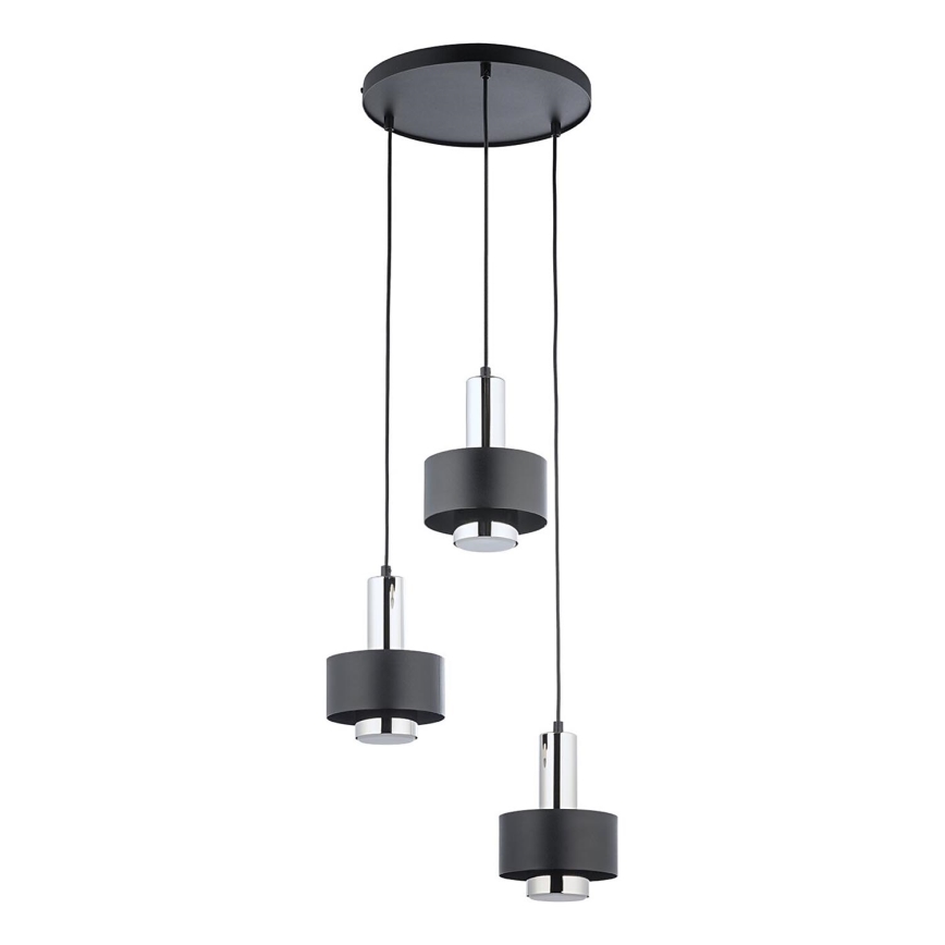 Żyrandol na lince RIF LUX 3xGX53/12W/230V śr. 38 cm czarny/chrom błyszczący