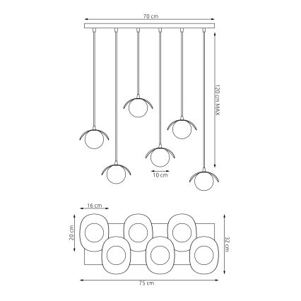 Żyrandol na lince RITUAL 6xG9/8W/230V biały
