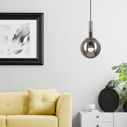 Żyrandol na lince ROLLO 1xE14/5W/230V matowy chrom/dymny