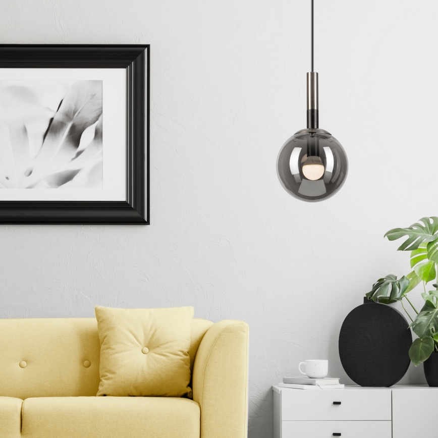 Żyrandol na lince ROLLO 1xE14/5W/230V matowy chrom/dymny