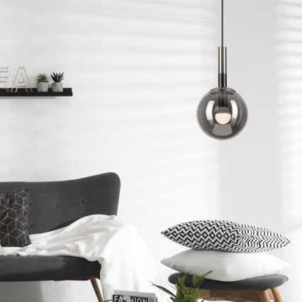 Żyrandol na lince ROLLO 1xE14/5W/230V matowy chrom/dymny