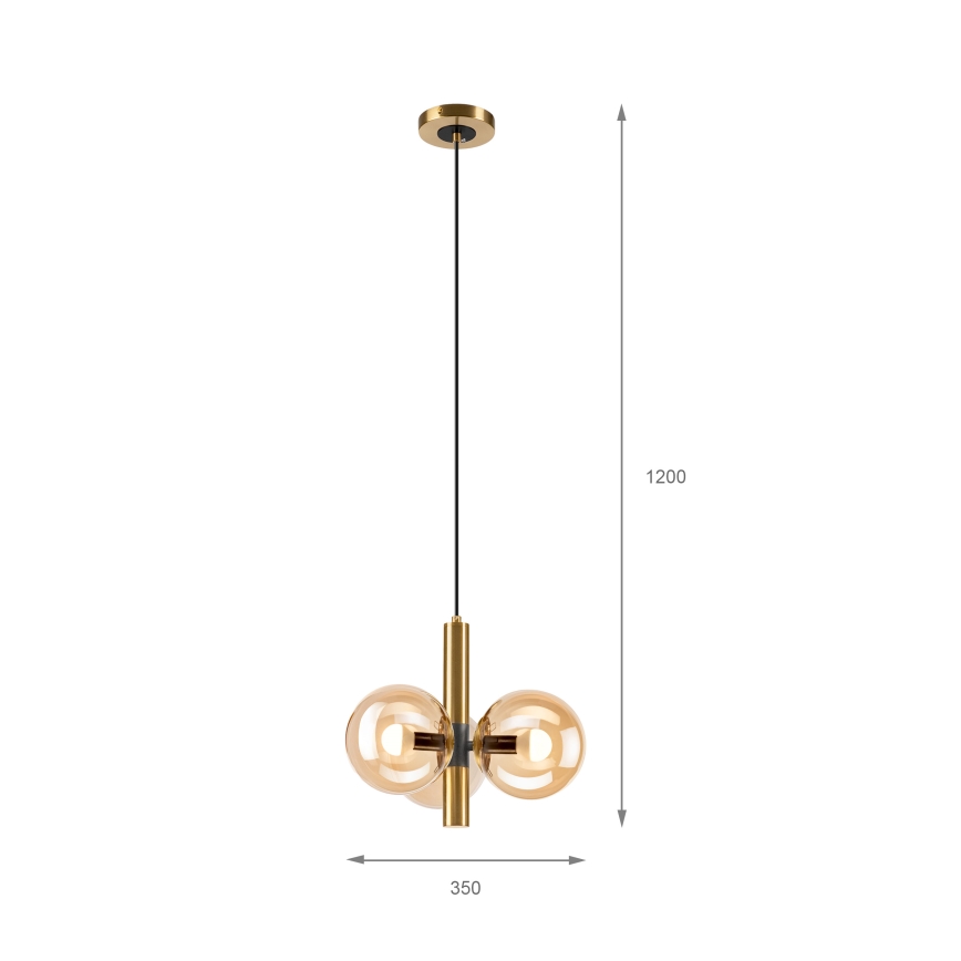 Żyrandol na lince ROLLO 3xE14/5W/230V złoty/dymny beżowy