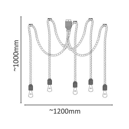 Żyrandol na lince ROPE CASA 5xE27/12W/230V pająk