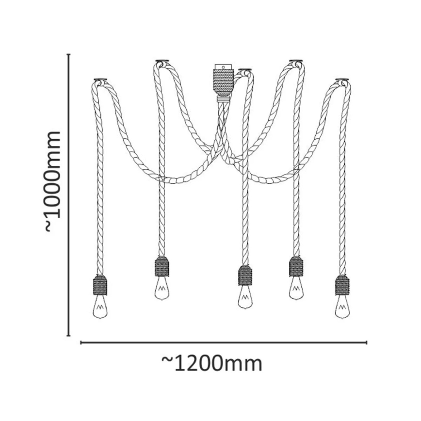 Żyrandol na lince ROPE CASA 5xE27/12W/230V pająk