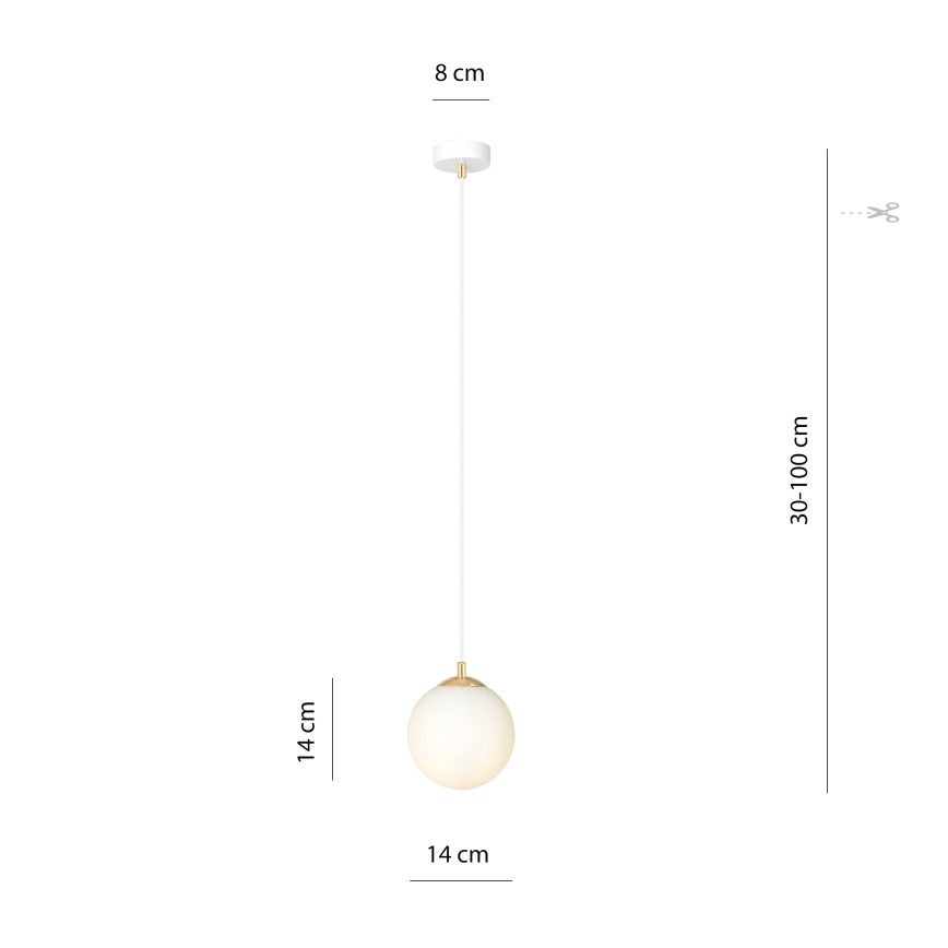 Żyrandol na lince ROYAL 1xE14/10W/230V śr. 14 cm biały
