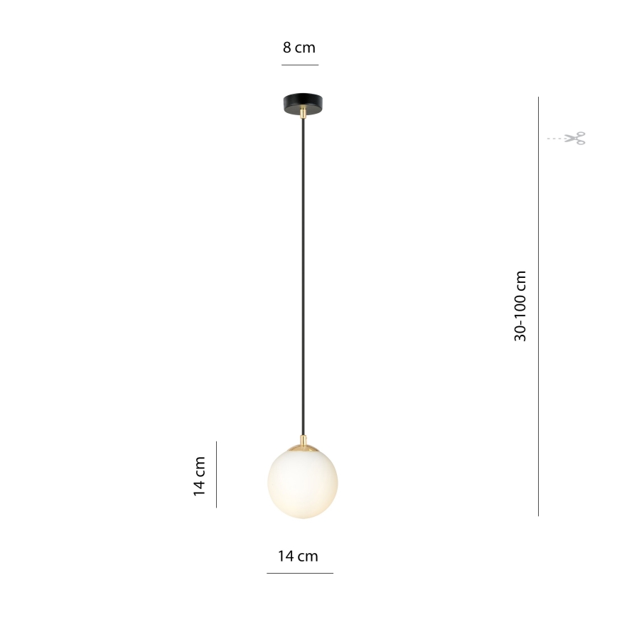 Żyrandol na lince ROYAL 1xE14/10W/230V śr. 14 cm czarny