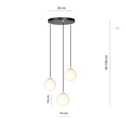 Żyrandol na lince ROYAL 3xE14/10W/230V śr. 30 cm czarny