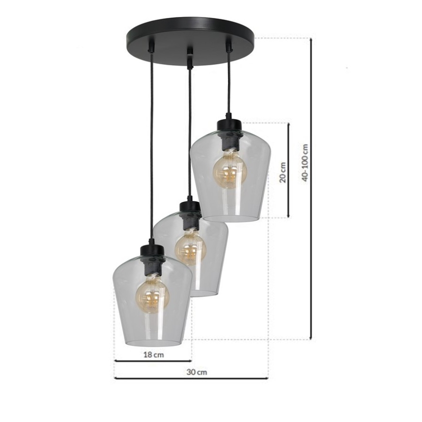 Żyrandol na lince SANTIAGO 3xE27/60W/230V bezbarwny