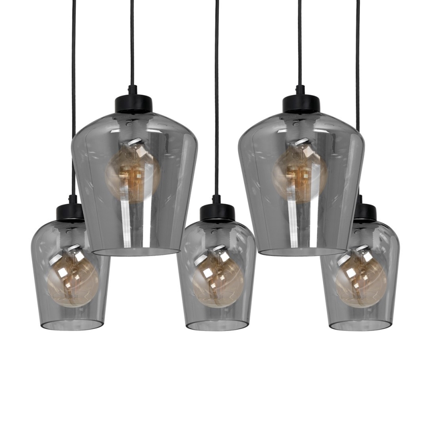 Żyrandol na lince SANTIAGO 5xE27/60W/230V czarny