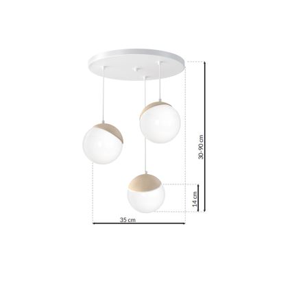 Żyrandol na lince SFERA WOOD 3xE14/40W/230V