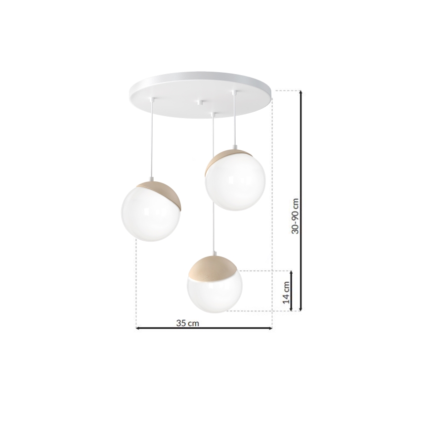Żyrandol na lince SFERA WOOD 3xE14/40W/230V