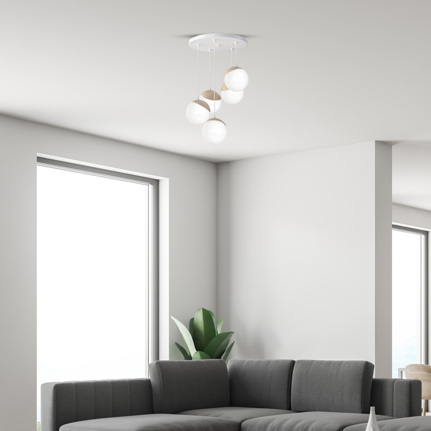 Żyrandol na lince SFERA WOOD 5xE14/40W/230V