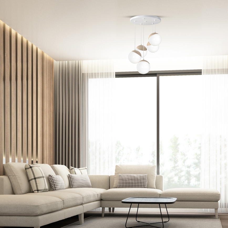 Żyrandol na lince SFERA WOOD 5xE14/40W/230V