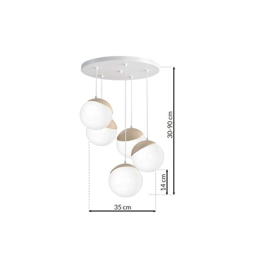 Żyrandol na lince SFERA WOOD 5xE14/40W/230V