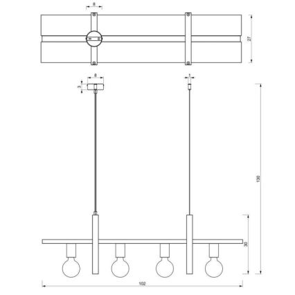 Żyrandol na lince SHELF 4xE27/60W/230V