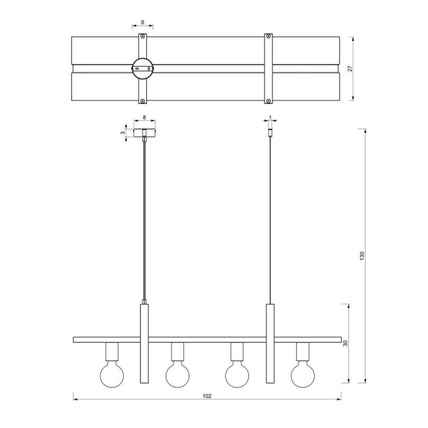 Żyrandol na lince SHELF 4xE27/60W/230V