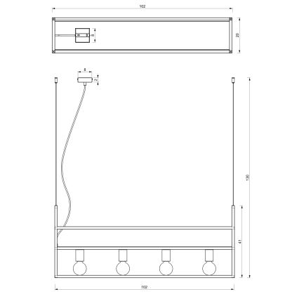 Żyrandol na lince SHELF 4xE27/60W/230V