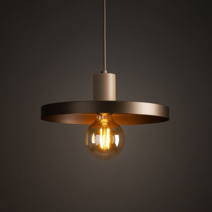 Żyrandol na lince SILA 1xE27/15W/230V śr. 30 cm brązowe/beżowe