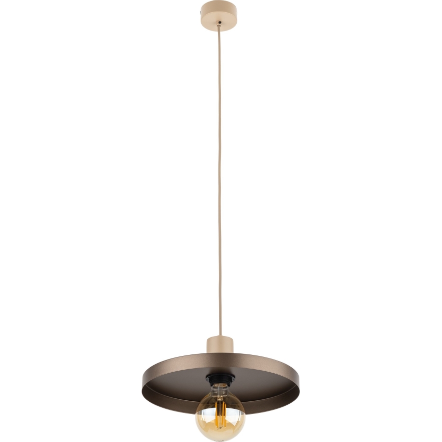Żyrandol na lince SILA 1xE27/15W/230V śr. 30 cm brązowe/beżowe