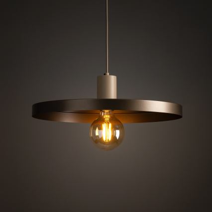 Żyrandol na lince SILA 1xE27/15W/230V śr. 40 cm brązowy/beżowy