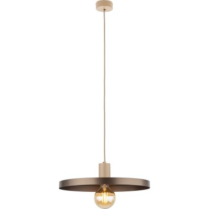 Żyrandol na lince SILA 1xE27/15W/230V śr. 40 cm brązowy/beżowy