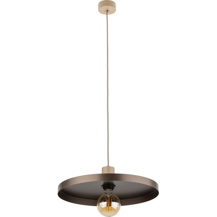 Żyrandol na lince SILA 1xE27/15W/230V śr. 40 cm brązowy/beżowy