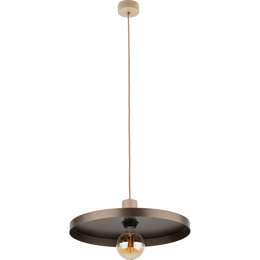 Żyrandol na lince SILA 1xE27/15W/230V śr. 40 cm brązowy/beżowy