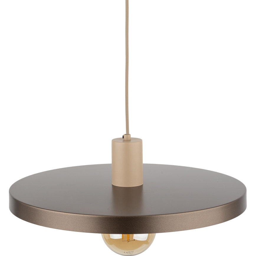 Żyrandol na lince SILA 1xE27/15W/230V śr. 40 cm brązowy/beżowy