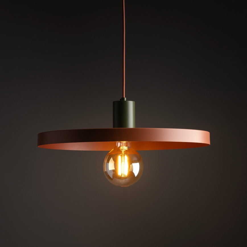 Żyrandol na lince SILA 1xE27/15W/230V śr. 40 cm ceglasta/zielony