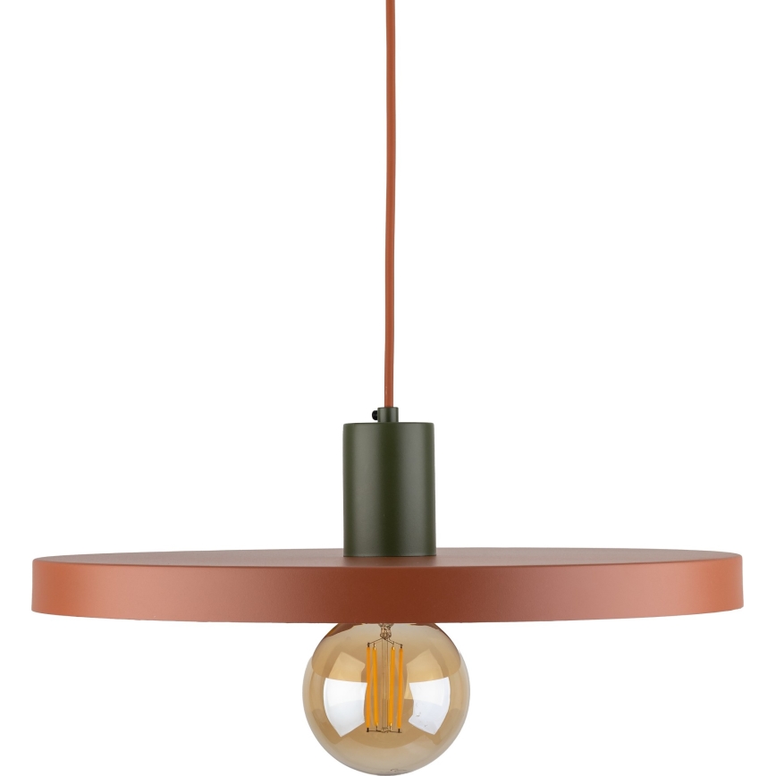Żyrandol na lince SILA 1xE27/15W/230V śr. 40 cm ceglasta/zielony