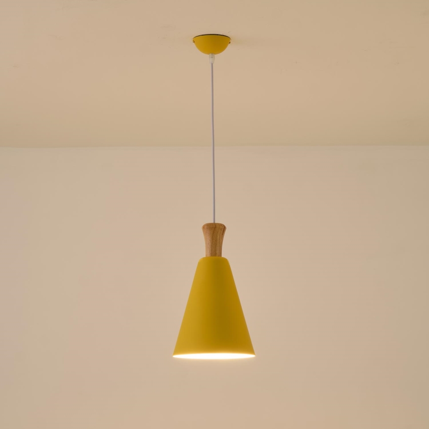 Żyrandol na lince SIMPLO 1xE27/15W/230V żółty śr. 20 cm