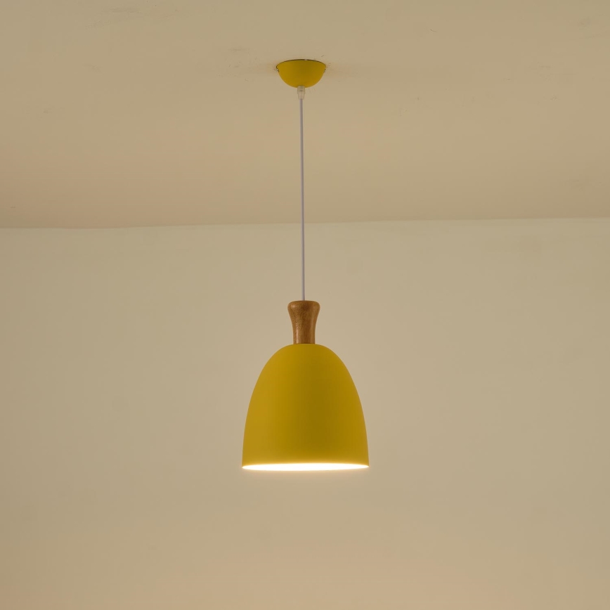 Żyrandol na lince SIMPLO 1xE27/15W/230V żółty śr. 23 cm