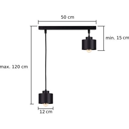 Żyrandol na lince SIMPLY BLACK 2xE27/60W/230V