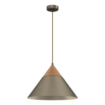 Żyrandol na lince SINGLE 1xE27/15W/230V mosiądz/buk