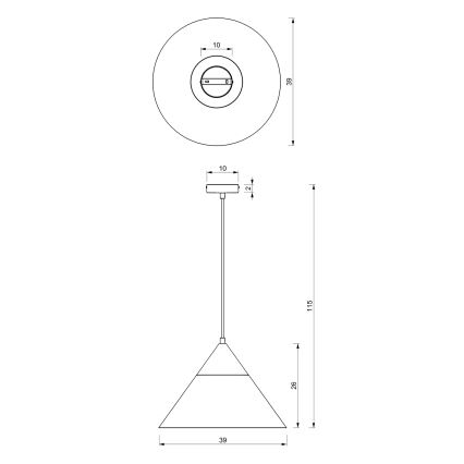 Żyrandol na lince SINGLE 1xE27/15W/230V mosiądz/buk