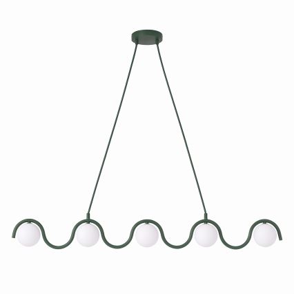 Žyrandol na lince SINUS 5xG9/8W/230V zielony