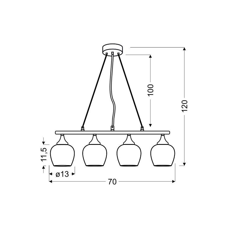 Żyrandol na lince SIRIUS 4xE27/60W/230V