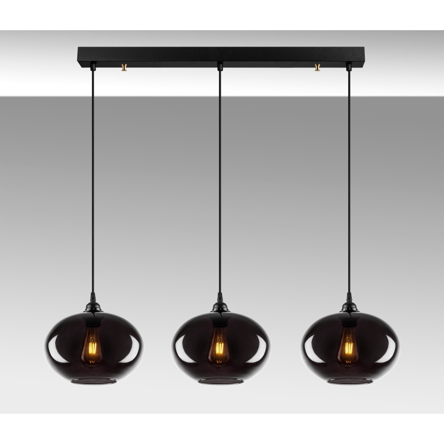 Żyrandol na lince SMOKED 3xE27/40W/230V