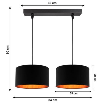 Żyrandol na lince SOFIA 2xE27/60W/230V czarny