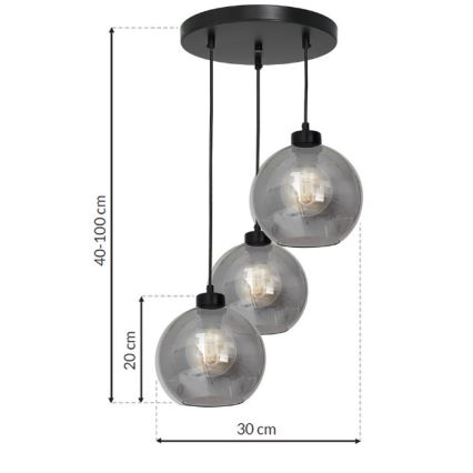 Żyrandol na lince SOFIA 3xE27/60W/230V czarny