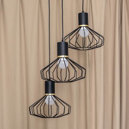 Žyrandol na lince SOLANO 3xE27/15W/230V czarny/złoty