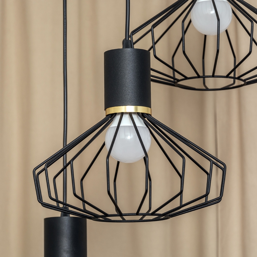 Žyrandol na lince SOLANO 3xE27/15W/230V czarny/złoty