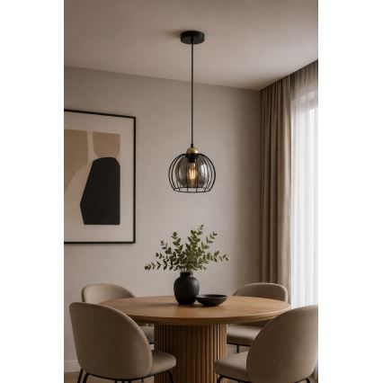Żyrandol na lince SOLO BLACK 1xE27/60W230V czarny/złoty