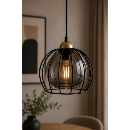 Żyrandol na lince SOLO BLACK 1xE27/60W230V czarny/złoty