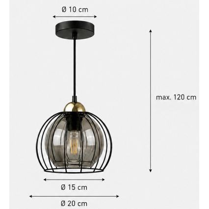 Żyrandol na lince SOLO BLACK 1xE27/60W230V czarny/złoty
