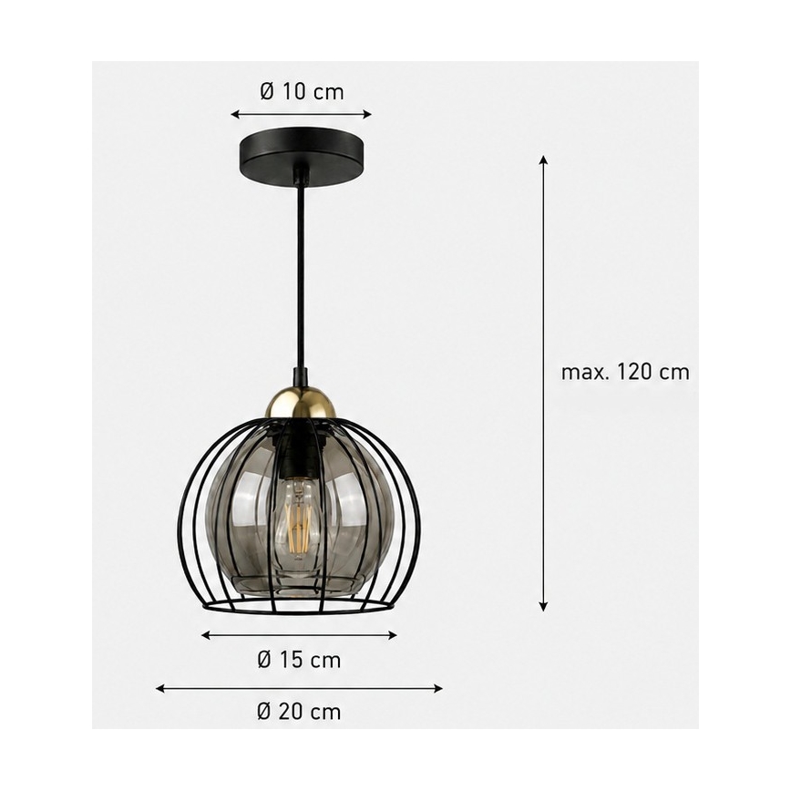Żyrandol na lince SOLO BLACK 1xE27/60W230V czarny/złoty