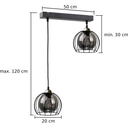 Żyrandol na lince SOLO BLACK 2xE27/60W/230V czarny/złoty