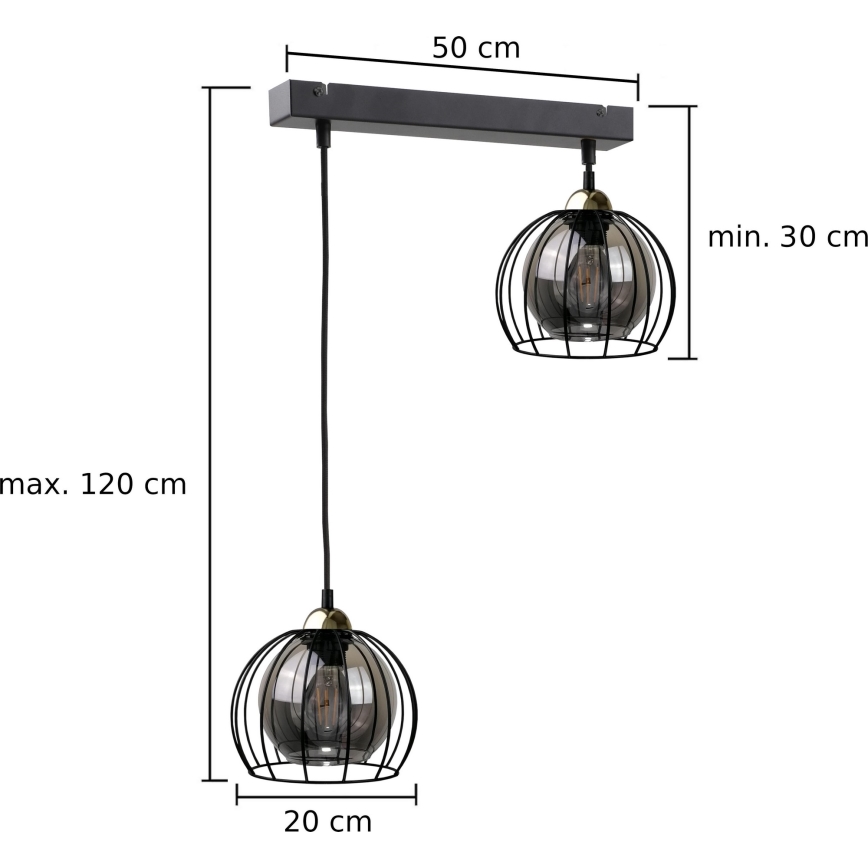 Żyrandol na lince SOLO BLACK 2xE27/60W/230V czarny/złoty