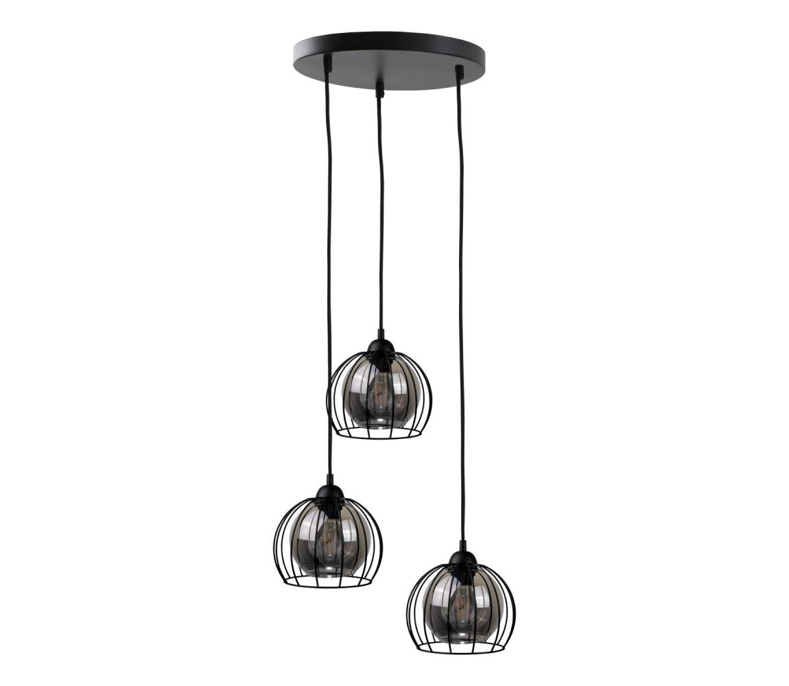 Żyrandol na lince SOLO BLACK 3xE27/60W/230V śr. 30 cm